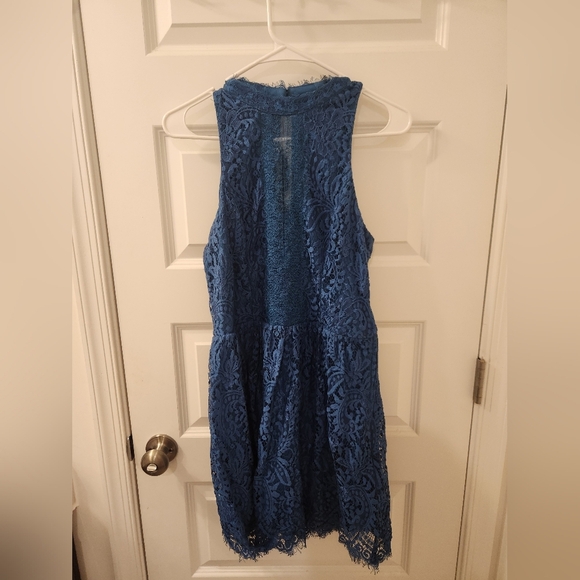 Trixxi Dress Size XL Mini Halter Blue Lace Womens Sleeveless READ #N638 - Picture 1 of 9